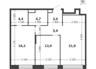 2-ком. квартира на продажу, 66.4 м2, Москва, 3-я очередь, к6, Даниловский район