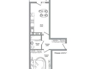 Продажа 1-комнатной квартиры, 42.5 м2, Ярославль