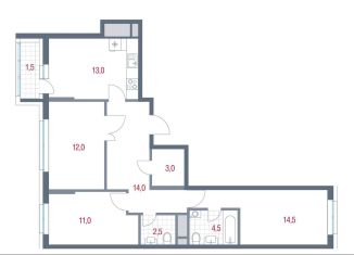 3-комнатная квартира на продажу, 76 м2, Котельники, микрорайон Новые Котельники, 11