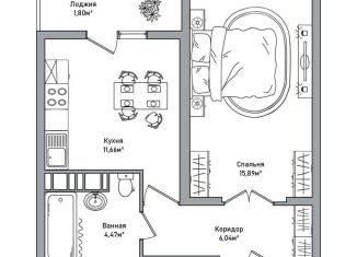 Продам 1-ком. квартиру, 39.9 м2, Ярославль, Фрунзенский район