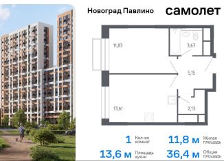 Продается однокомнатная квартира, 36.4 м2, Московская область, жилой квартал Новоград Павлино, к6