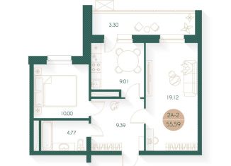 Продам 2-ком. квартиру, 55.6 м2, Казань, Советский район