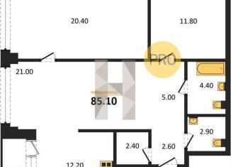 Продаю 2-ком. квартиру, 85.1 м2, Новосибирск, метро Гагаринская