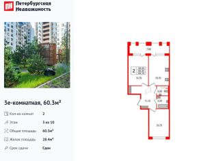 Продажа 2-ком. квартиры, 60.3 м2, Санкт-Петербург, Выборгский район, Манчестерская улица, 5к1