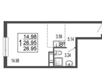 Квартира на продажу студия, 27 м2, Лыткарино, 6-й микрорайон, 15Д, ЖК Гармония Парк