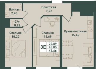 Двухкомнатная квартира на продажу, 49.7 м2, Ленинградская область