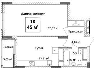 Продам однокомнатную квартиру, 45.7 м2, Нижний Новгород, улица Ванеева, 40Б