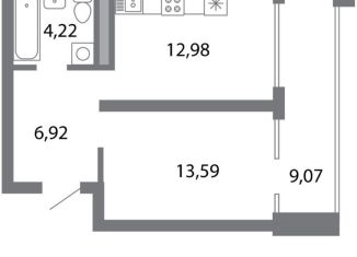 Продаю 1-комнатную квартиру, 42.2 м2, Рязанская область