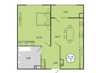 Продам 1-комнатную квартиру, 47.2 м2, Ставрополь, микрорайон № 15