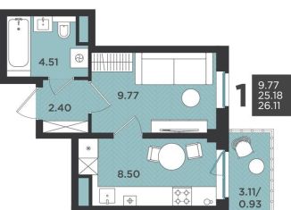 Продаю 1-ком. квартиру, 26.1 м2, Ленинградская область