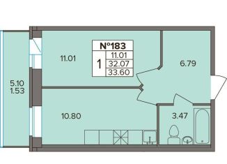 Продам 1-комнатную квартиру, 32.1 м2, деревня Новое Девяткино, Лесная улица, 19