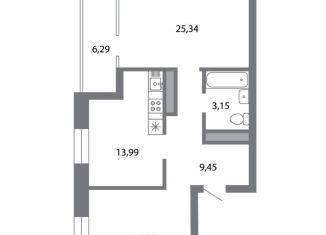 Продается двухкомнатная квартира, 71.2 м2, Рязанская область