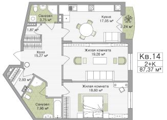 Продаю 2-ком. квартиру, 87.4 м2, Рязань, улица Свободы, 74Б