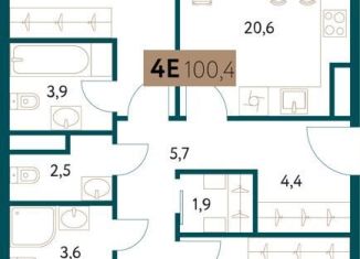 Продам 4-ком. квартиру, 100.5 м2, Москва, Винницкая улица, 8к4