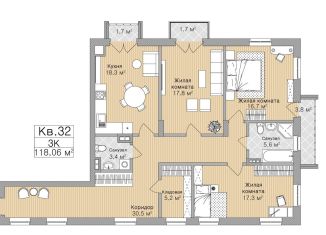 Продается 3-комнатная квартира, 115.6 м2, Рязанская область, улица Горького, 62