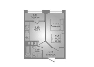 1-ком. квартира на продажу, 29.8 м2, Адыгея, Луговая улица, 7А