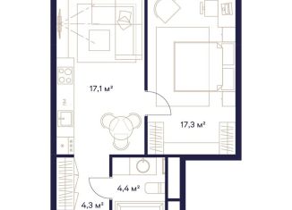 Продам 1-ком. квартиру, 43.1 м2, Москва, жилой комплекс Союз, к3, метро Ботанический сад