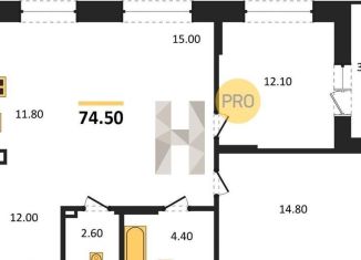 Продам трехкомнатную квартиру, 74.5 м2, Новосибирск, жилой комплекс Одоевский, 3