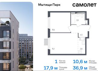 Продается 1-комнатная квартира, 36.9 м2, Московская область, жилой комплекс Мытищи Парк, к4.2