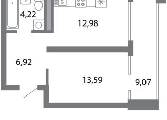 1-комнатная квартира на продажу, 42.2 м2, Рязань