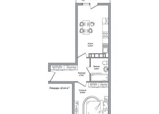 Продается 1-комнатная квартира, 42.4 м2, Ярославль, Фрунзенский район