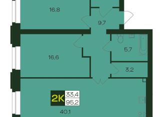 Продаю 2-комнатную квартиру, 95.2 м2, Чувашия, Чебоксарский проспект, поз5.6