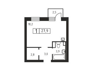 Продажа однокомнатной квартиры, 27.9 м2, деревня Скотное, Вересковая улица, 1к1