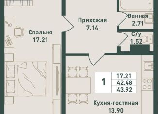 Продажа однокомнатной квартиры, 43.9 м2, городской посёлок имени Свердлова