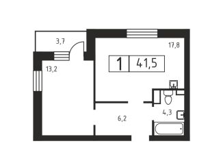 1-ком. квартира на продажу, 41.5 м2, деревня Скотное, Вересковая улица, 3к1