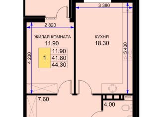 Продам 1-ком. квартиру, 44.3 м2, поселок Южный, Екатерининская улица, 5к1