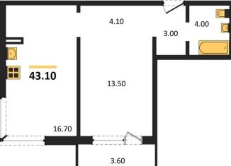 Продам 1-ком. квартиру, 43.1 м2, Новосибирск