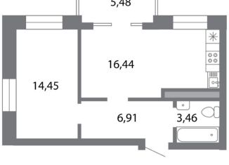 Продажа 1-комнатной квартиры, 44 м2, Рязань