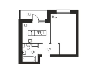 Продается 1-ком. квартира, 33.1 м2, деревня Скотное, Вересковая улица, 1к2