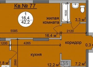 Продам 1-ком. квартиру, 42.2 м2, Рязань, Октябрьский район, улица Старое Село, 2