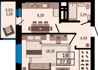 Продается 1-комнатная квартира, 37.3 м2, Ростов-на-Дону