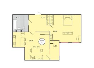 Продается 1-комнатная квартира, 54 м2, Ставрополь, микрорайон № 15