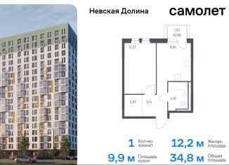 Продажа 1-ком. квартиры, 34.8 м2, деревня Новосаратовка, Невская Долина, 1.3