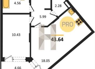 Продаю однокомнатную квартиру, 43.6 м2, Воронеж, Коминтерновский район