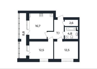 Продажа 2-комнатной квартиры, 60.6 м2, посёлок Доброград