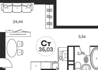 Продаю квартиру студию, 34.2 м2, Ростов-на-Дону, Кировский район