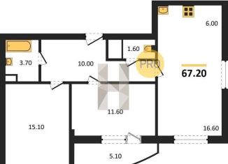 Продаю двухкомнатную квартиру, 67.2 м2, Воронеж, Железнодорожный район, улица Фёдора Тютчева, 93/4