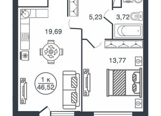 1-ком. квартира на продажу, 46.5 м2, Тверь, Московский район