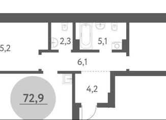 Продажа 3-ком. квартиры, 72.9 м2, Новосибирск, метро Речной вокзал