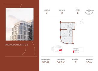 Продажа 2-ком. квартиры, 84.2 м2, Москва, Большая Татарская улица, 35с4, метро Третьяковская