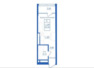 Продается квартира студия, 20.6 м2, село Михайловка, Новоуфимская улица, 13