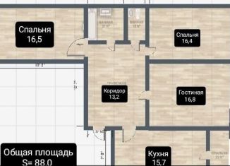 Продается 3-ком. квартира, 88 м2, Ставрополь, улица Николая Голодникова, 7к1