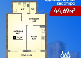 Продаю 1-комнатную квартиру, 44.5 м2, Краснодар, улица Григория Булгакова, 8к1, микрорайон Достояние