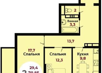 Продается 2-ком. квартира, 70 м2, Краснодар, Душистая улица, 79к1, ЖК Дуэт