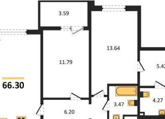 Продается двухкомнатная квартира, 66.3 м2, Воронеж, Ленинский район