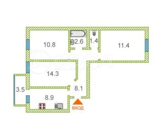 Продам 3-ком. квартиру, 58 м2, Тюменская область, улица Голышева, 2к1